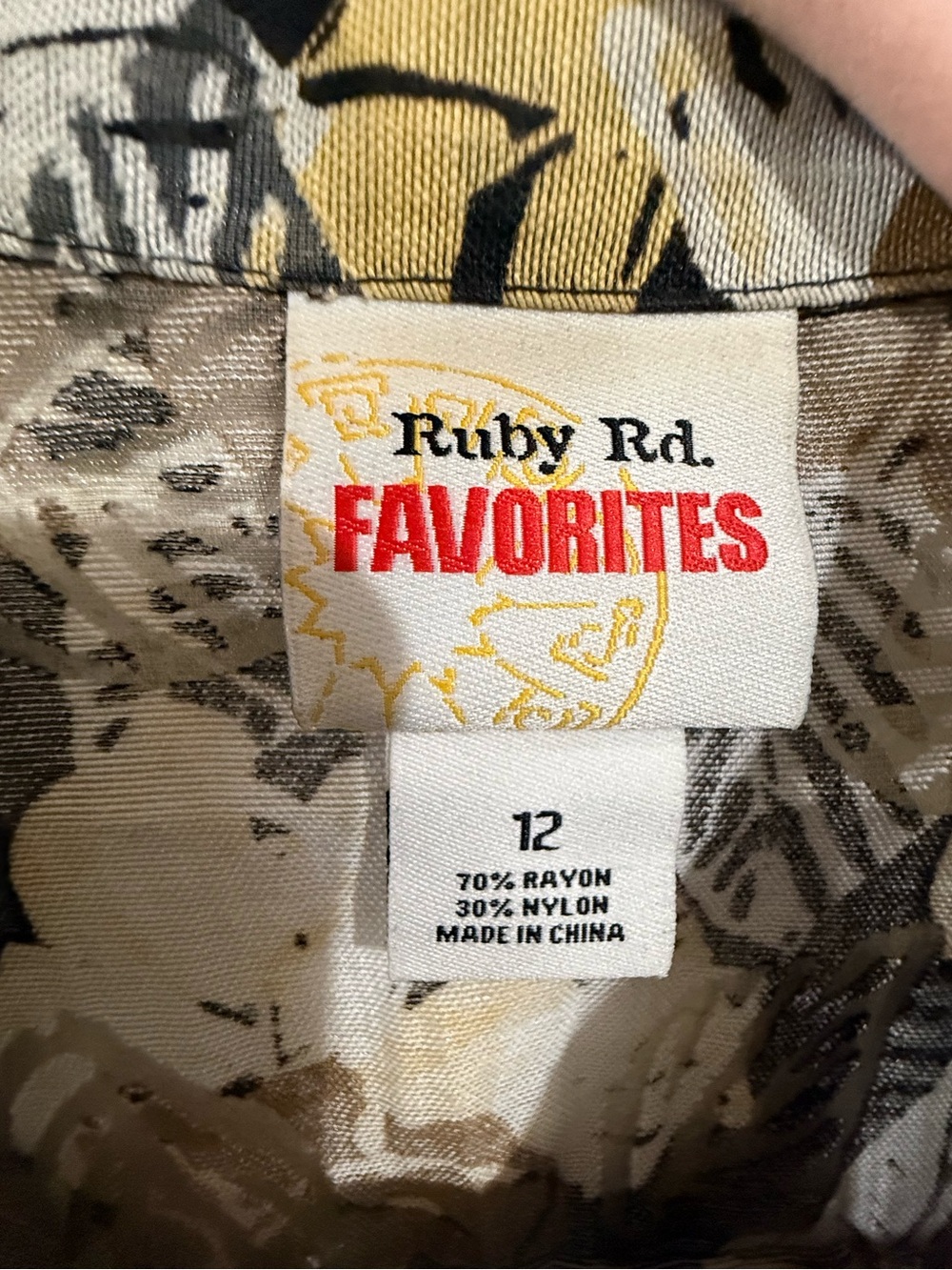 Ruby Rd. Floral Print Top in Black, Olive and Cream - Picture 3 of 4